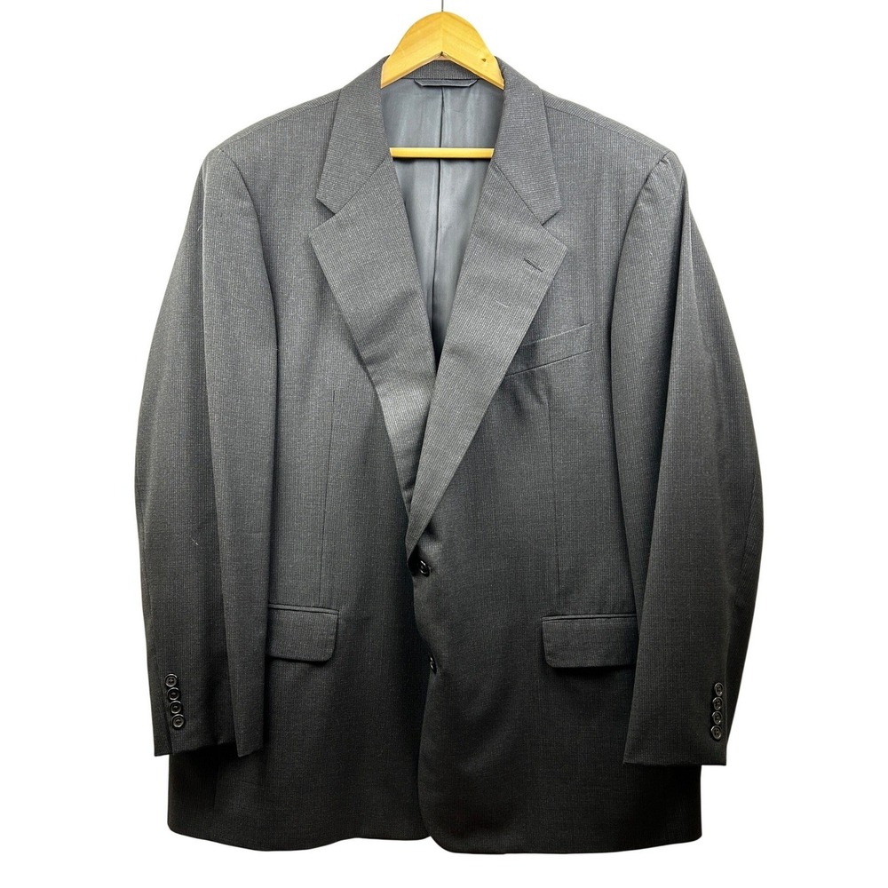 Hickey Freeman Wool Suit Set Men 48L 36x30‎ Gray USA Union Made 2-Piece Classic
